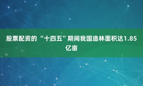 股票配资的 “十四五”期间我国造林面积达1.85亿亩
